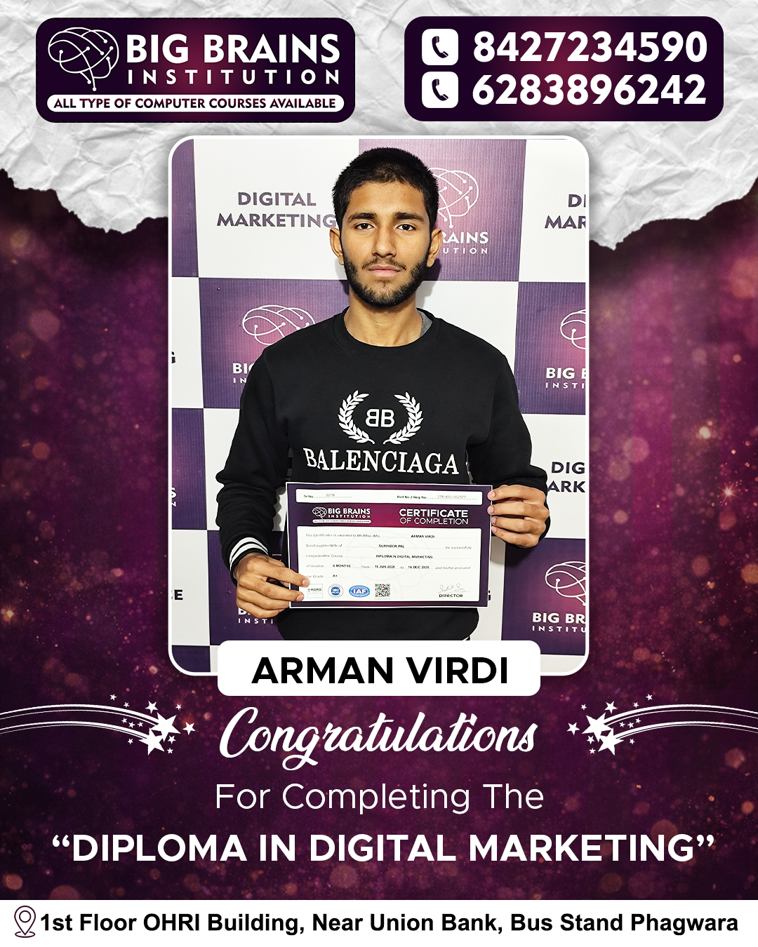 Congratulations for completing Digital Marketing Course