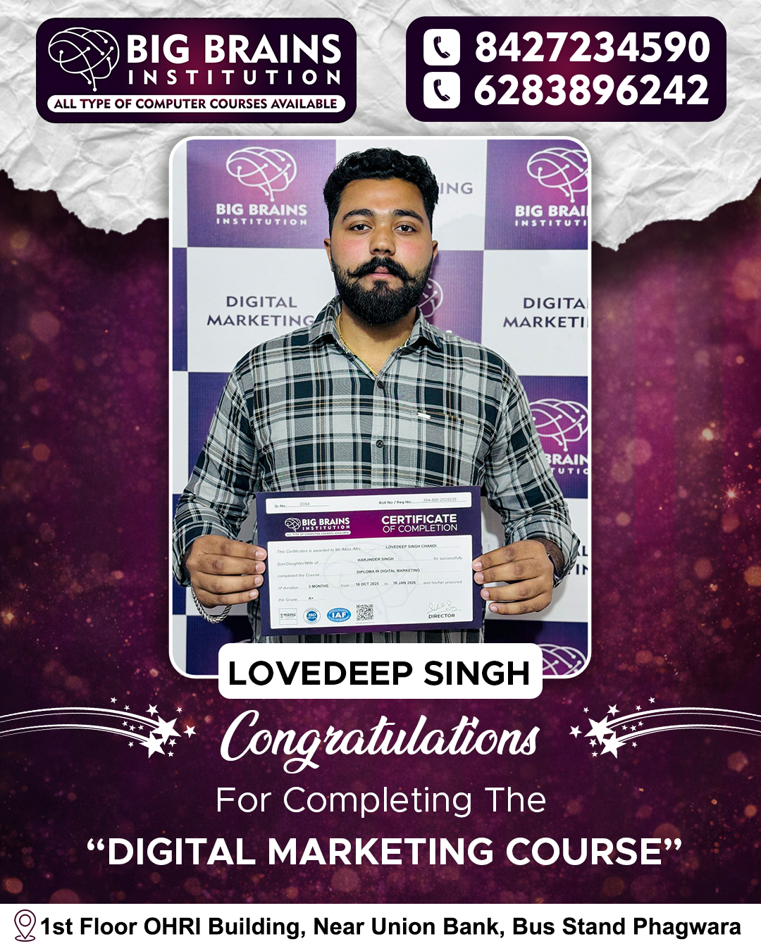Congratulations on completing Digital Marketing Course
